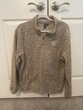 Volcom Taupe and Cream Fleece Quarter-Zip Pullover